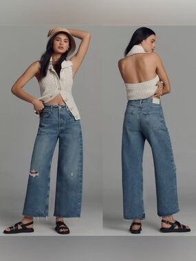 Citizens of Humanity Ayla Raw Hem Crop Solano Distressed Jeans Size 27